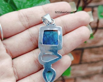 VONALA Orecchini Pendenti In Argento Sterling 925, Larimar, Lapis