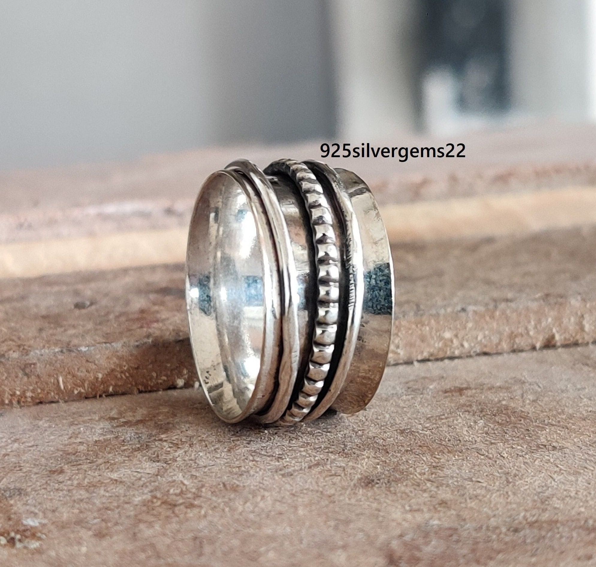 Sterling Silver Spinner Ring, Meditation Fidget Ring - Etsy