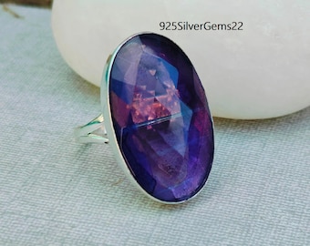 Handmade Amethyst Ring, 925 Sterling Silver Band, Promise Ring