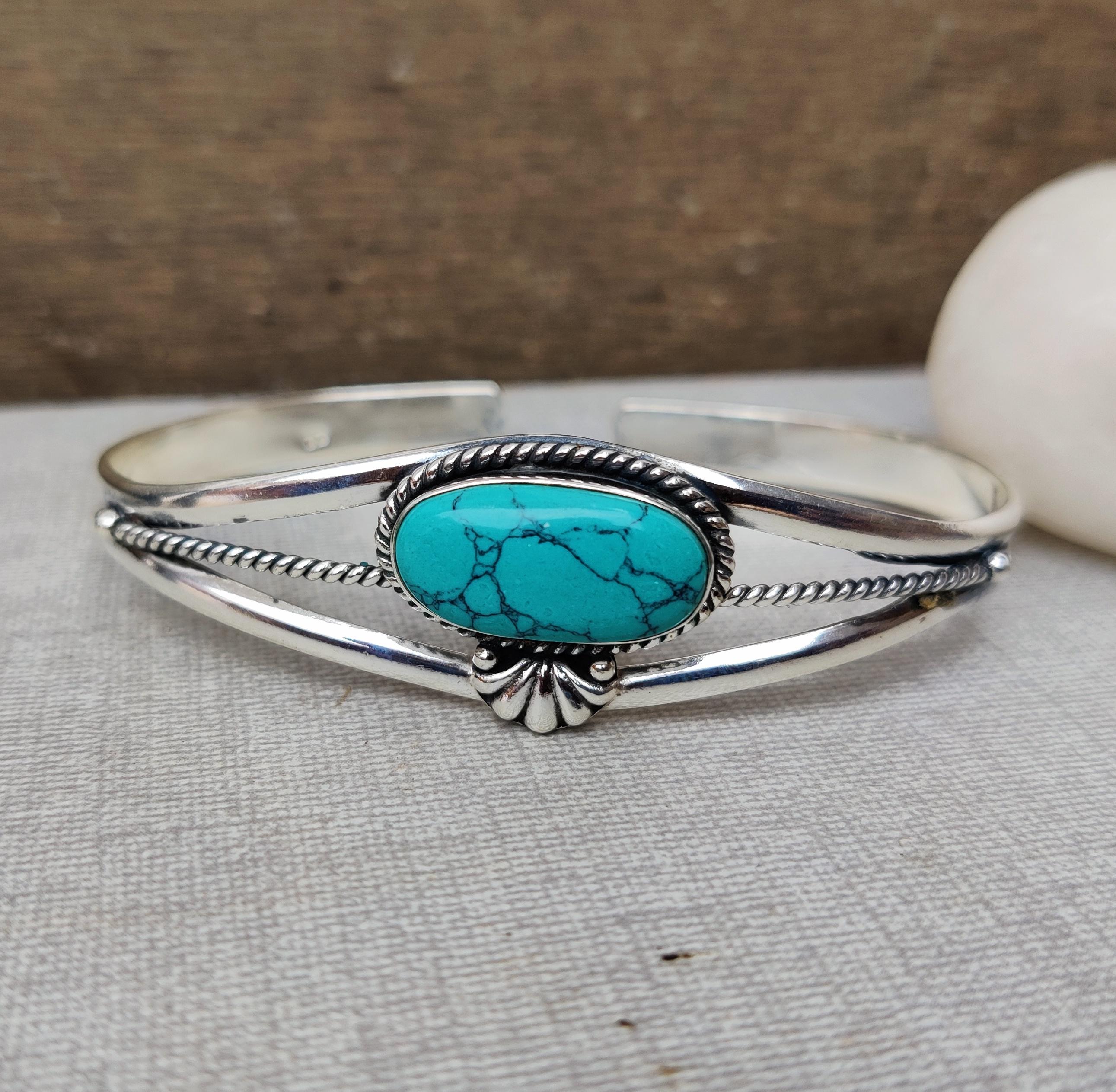 SILVER925 TURQUOISE BANGLE/シルバー/バングル Sterling Silver Turquoise Bangle, Adjustable Gemstone Jewelry - Etsy