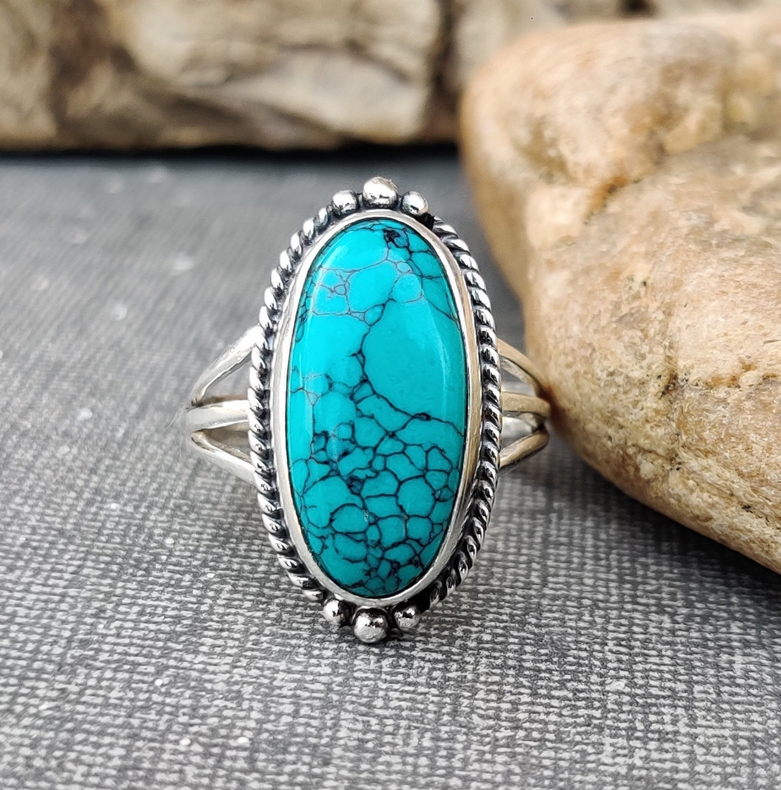 Purple Copper Turquoise Ring Purple Turquoise Ring Purple Etsy