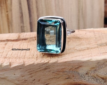 Handmade Aquamarine Sterling Silver Ring, Gemstone Jewelry