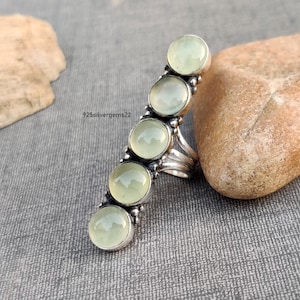 Prehnite Ring, 925 Sterling Silver Ring, Handmade Ring, Prehnite Jewelry, Dainty Ring, Women Ring, Gemstone Ring, Gift Ring, Natural Ring