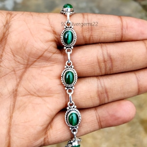 Malachite Bracelet, Handmade Bracelet, Malachite Jewelry, Pretty Bracelet, 925 Sterling Bracelet, Beautiful Bracelet, Gemstone Bracelet