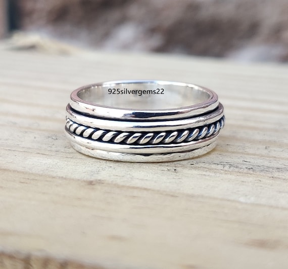 NOVICA Sterling Silver Meditation Spinner Ring - Handmade Brass & Copper Design