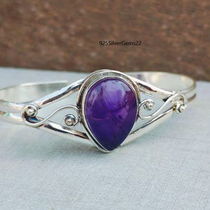 Amethyst Armreif, verstellbarer Armreif, Edelstein Armreif, Amethyst Armband, 925 Sterling Silber Armreif, Amethyst Schmuck, Geschenke für sie, Geschenke