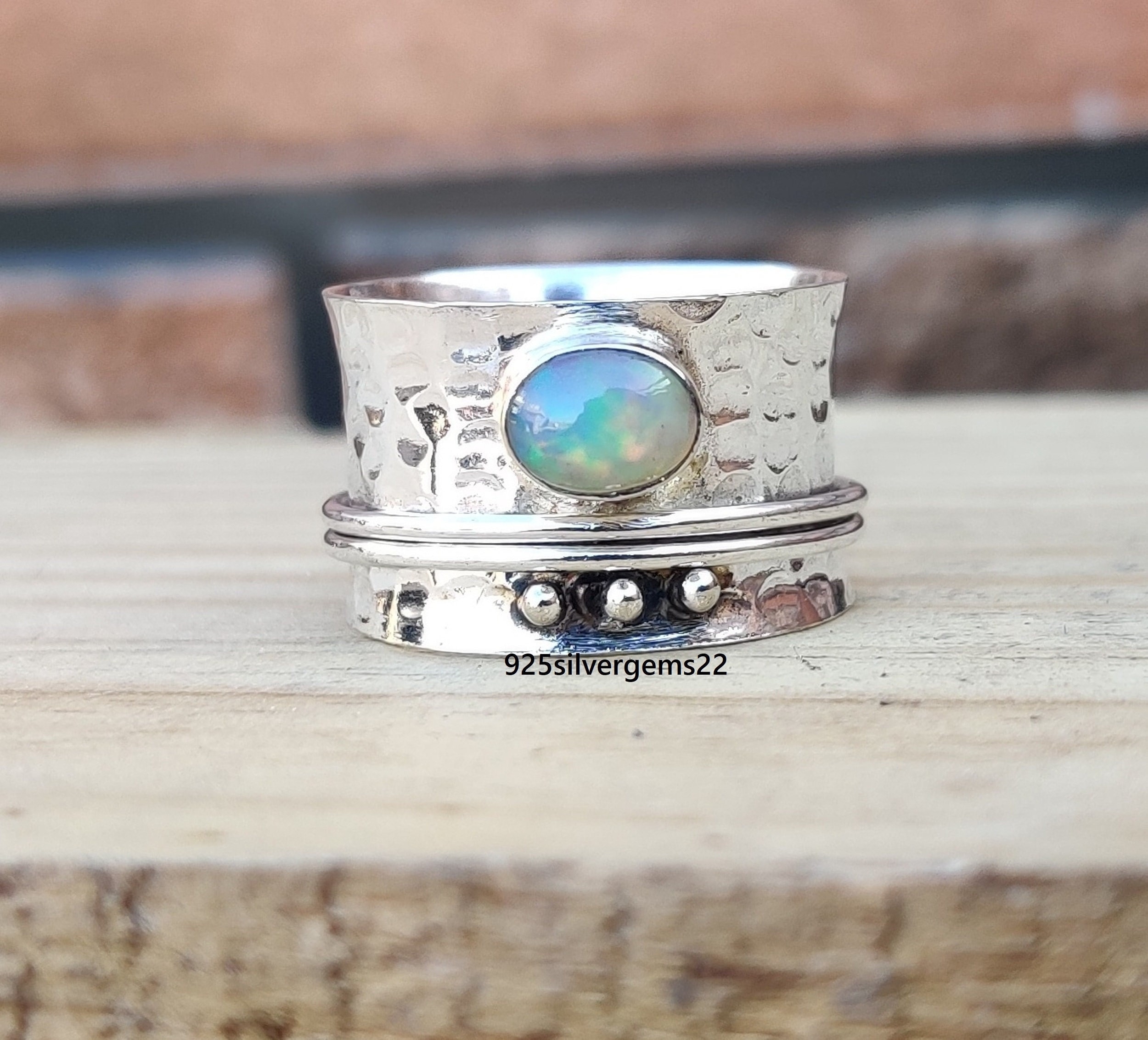 Opal Spinner Ring Opal Ring Meditation Ring Gift Ring 925 Sterling Silver Ring Beautiful Ring Opal Jewelry Gemstone Ring Women Ring Etsy