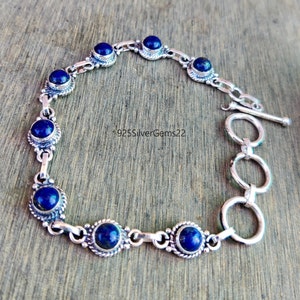 Lapis Lazuli Bracelet, Lapis Lazuli Jewelry, Silver Bracelet, Handmade Bracelet, 925 Sterling Bracelet, Adjustable Bracelet, Women Bracelet