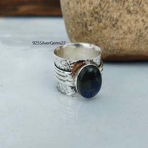Labradorite Ring, Gemstone Ring, Blue Fire Ring, Labradorite Jewelry, Handmade Ring, 925 Sterling Silver Ring, Silver Ring, Gift for Wife.