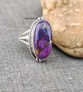 Purple Copper Turquoise Ring, Purple Turquoise Ring, Purple Ring, Turquoise Ring, Oyster Turquoise Ring, Copper Turquoise Ring
