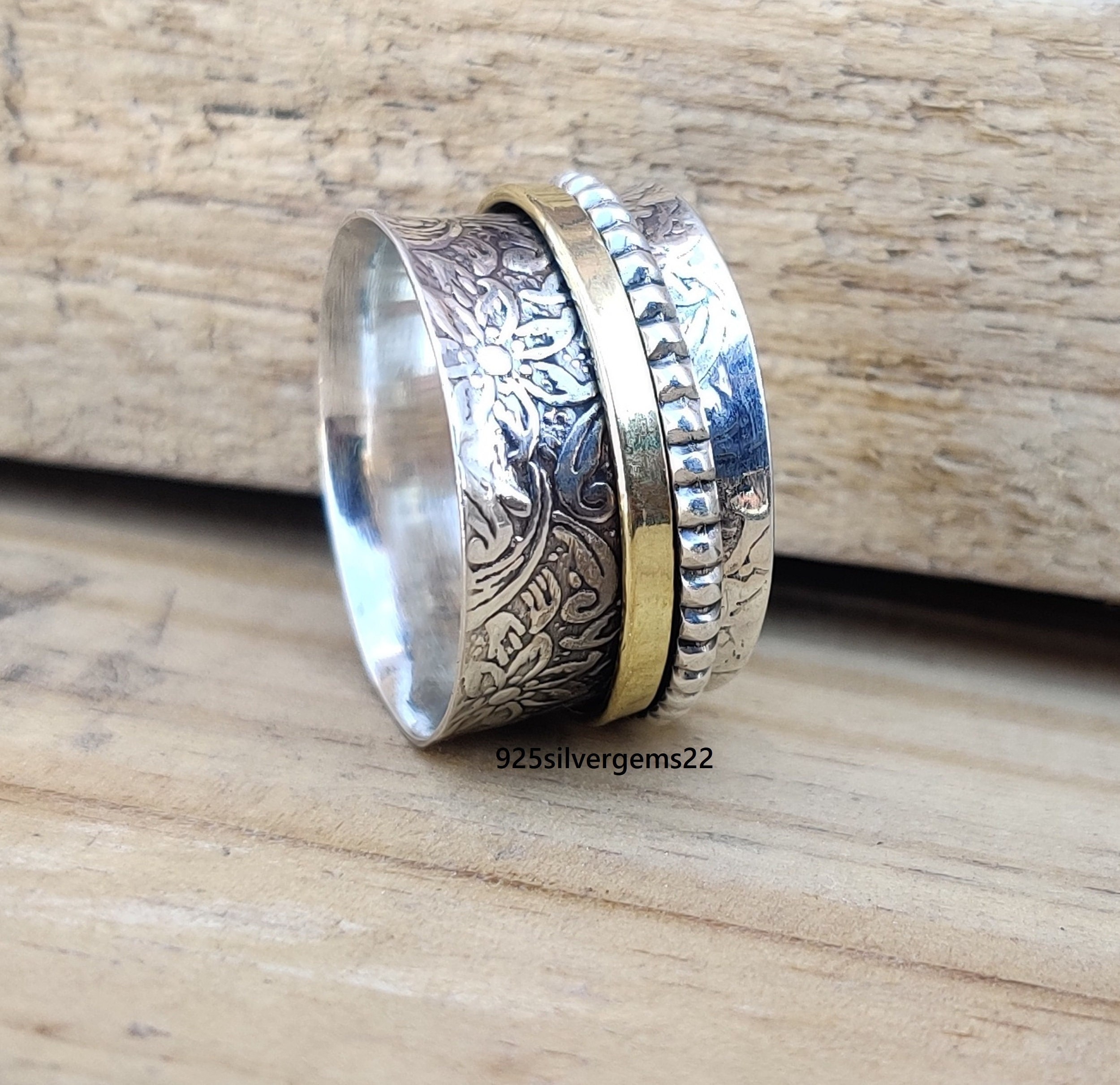 Anillo Giratorio De Plata De Ley 925 Para Mujer - 5 Mm, Para Meditación Y Alivio Del Estrés, Varias Tallas