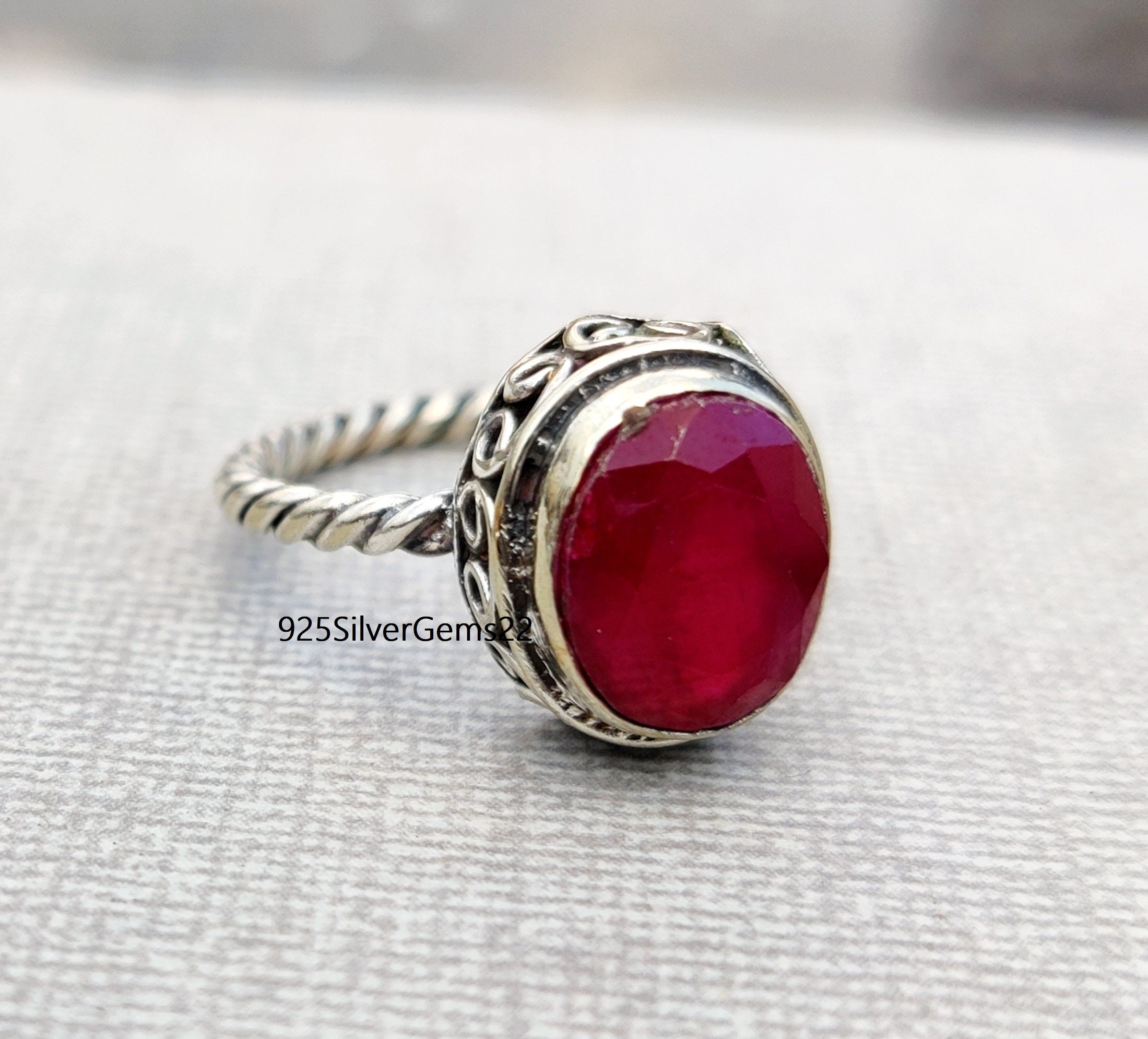 Ruby Ring, Silver Jewelry, Gemstone Ring, 925 Sterling Silver Ring