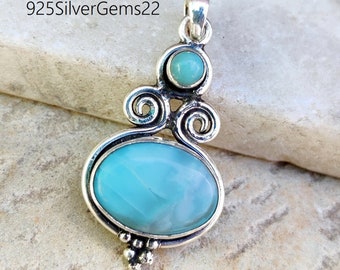 Larimar Pendant, 925 Sterling Silver Pendant, Silver Pendant, Gemstone Pendant, Handmade Pendant, Larimar Jewelry, Larimar Necklace