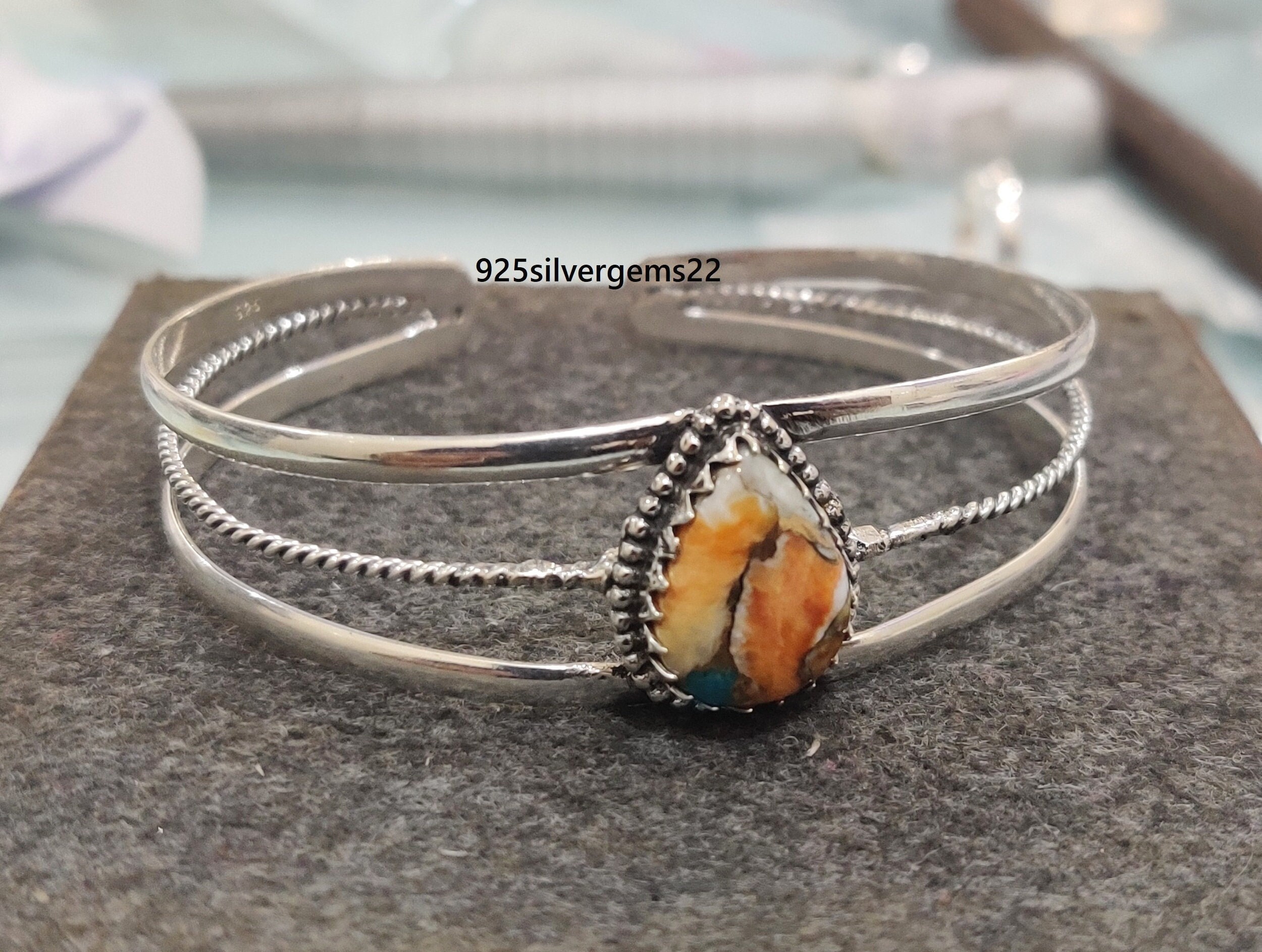 TJK turquoise silver bangle