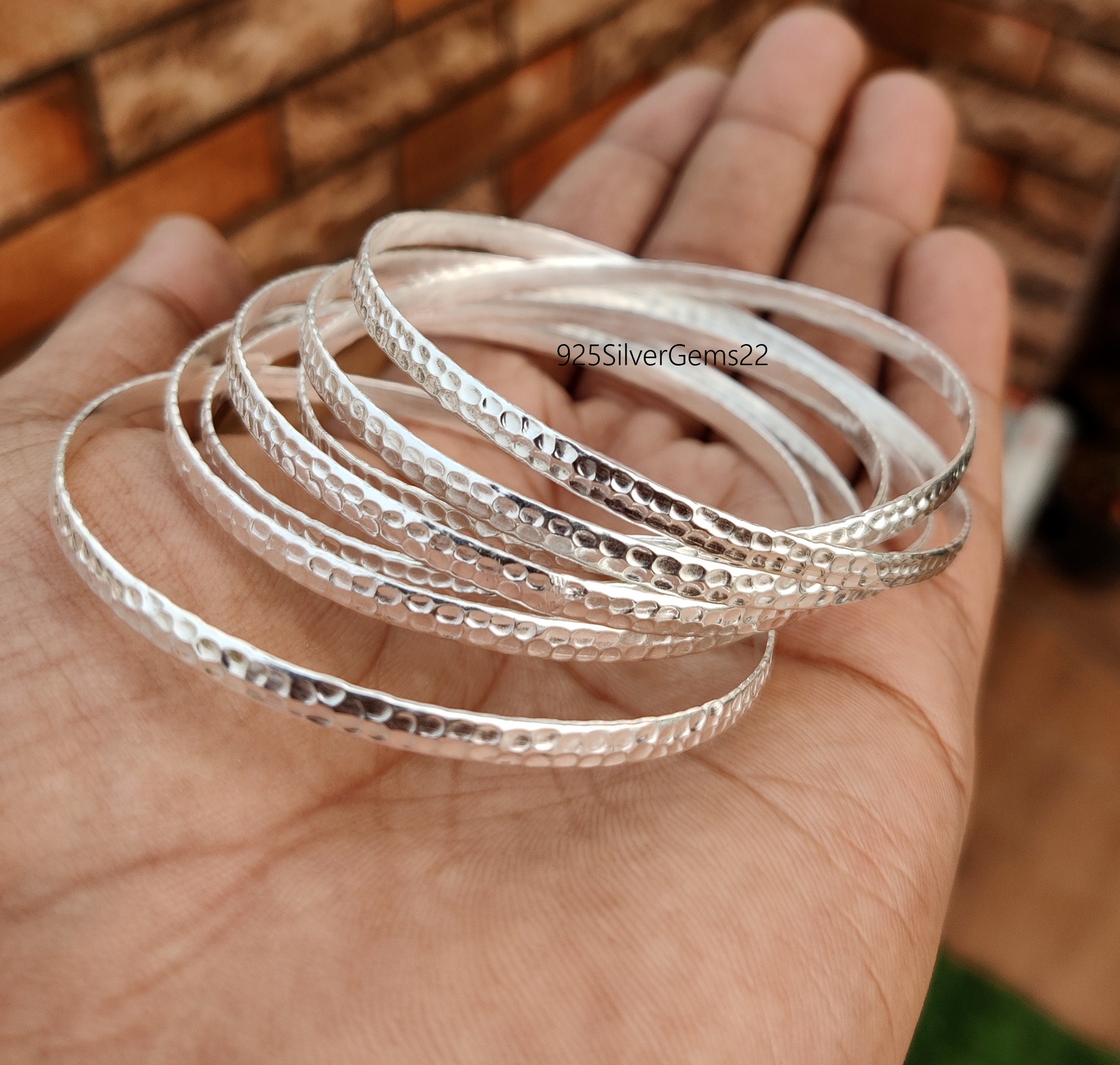Silver Bangle, 925 Sterling Silver Bangle, 7 Set of Bangles Silver Bangle, 925 Sterling Silver Bangle, 7 Set of Bangles