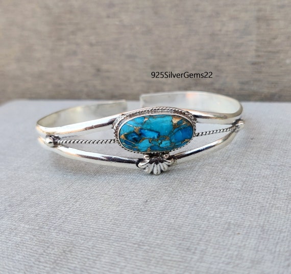 Navajo Turquoise Spiny Sterling Silver Bracelet Loop Cuff