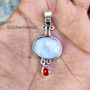 Moonstone Pendant, Peridot Pendant, Garnet Pendant, 925 Sterling Silver Pendant, Gemstone Pendant, Dainty Pendant, Moonstone Jewelry