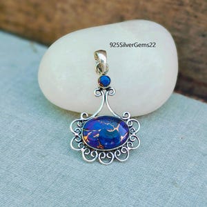 Lila Kupfer Türkis Anhänger, Handgemachter Anhänger, Türkis Anhänger, Silber Schmuck, Edelstein Anhänger, 925 Sterling Silber, Frauen Anhänger.