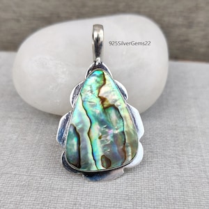 Abalone Muschel Anhänger, 925 Silber Sterling Anhänger, Edelstein Anhänger, Abalone Schmuck, Geschenk Anhänger, Silber Anhänger, Schöner Anhänger