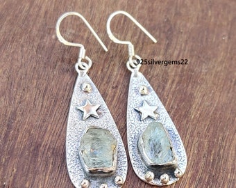 Sterling Silver Herkimer Diamond Earrings, Star Jewelry