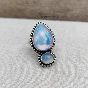 Aurora Opal Ring, Gemstone Ring, Handmade Ring, Opal Ring, 925 Sterling Silver, Statement Jewelry, Women Ring, Gift for her, Silver Jewelry.