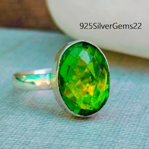 Peridot Ring, Gemstone Ring, Dainty Ring, Silver Ring, Handmade Ring, Beautiful Ring, Peridot Jewelry, 925 Sterling Silver, Statement Ring.