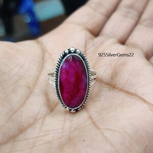 Ruby Ring, Solid 925 Sterling Silver Ring, Handmade Gifts, Gift for her, Women&#39;s Ring, Wedding Jewelry, Anniversary Gift, Bridesmaid Ring.
