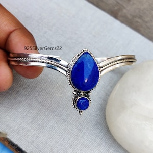 Lapis Lazuli Bangle, 925 Silver Jewelry, Women Bangle, Adjustable Bangle, Lapis Lazuli Jewelry, Gemstone Bangle, Lapis Lazuli Bracelet