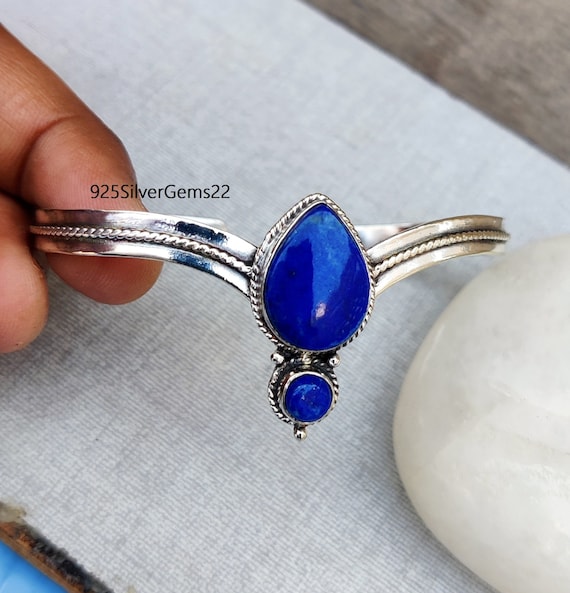 Bracelet en lapis lazuli bijoux en argent 925 bracelet pour femme bracelet reglable bijoux en lapis lazuli bracelet en pierres precieuses bracelet en lapis lazuli Etsy France