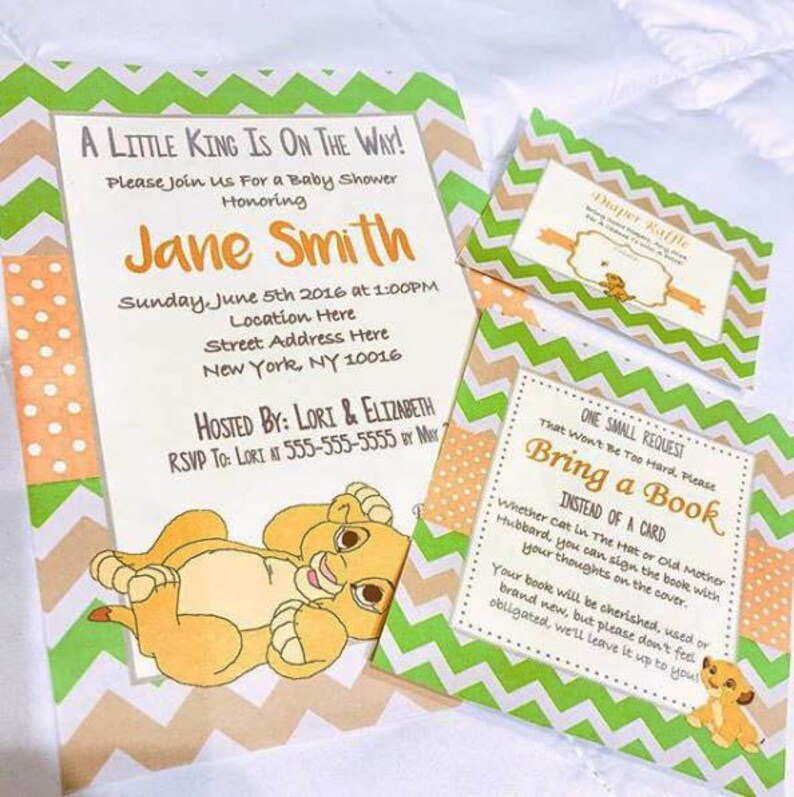 Lion King Baby Shower Invitation Card Set PDF Kit & jpeg | Etsy