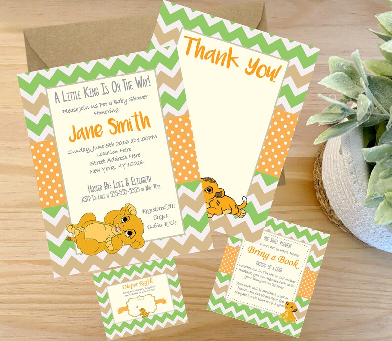 Lion King Baby Shower Invitation Card Set PDF Kit & Jpeg Etsy
