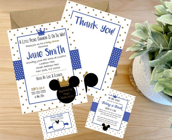 prince mickey mouse baby shower invitations