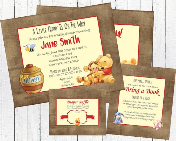 Winnie The Pooh Baby Shower Invitation Set Gender Neutral Etsy