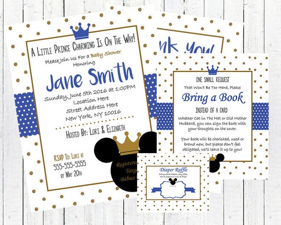 prince mickey mouse baby shower invitations