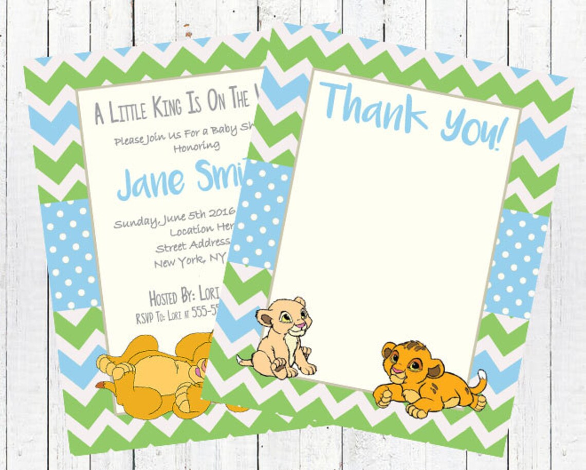 Lion King Baby Shower Invitation Set PDF Kit & Jpeg Etsy