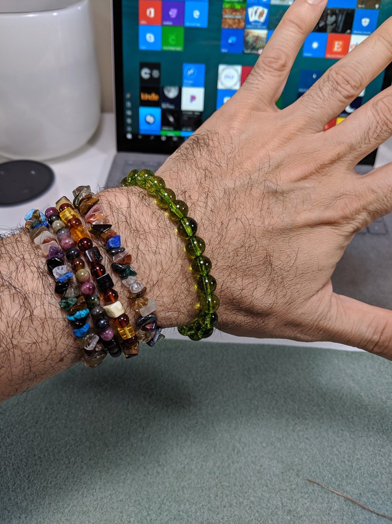 Genuine Green Peridot Bead Bracelet for Men On Stretch 8mm | Etsy