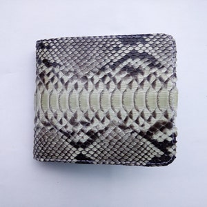 Cartera plegable de piel de serpiente pitón auténtica