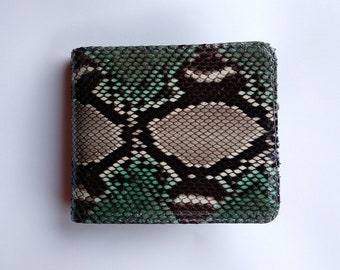 Genuine Real Python Snake Skin Leather Bifold Wallet Handmade