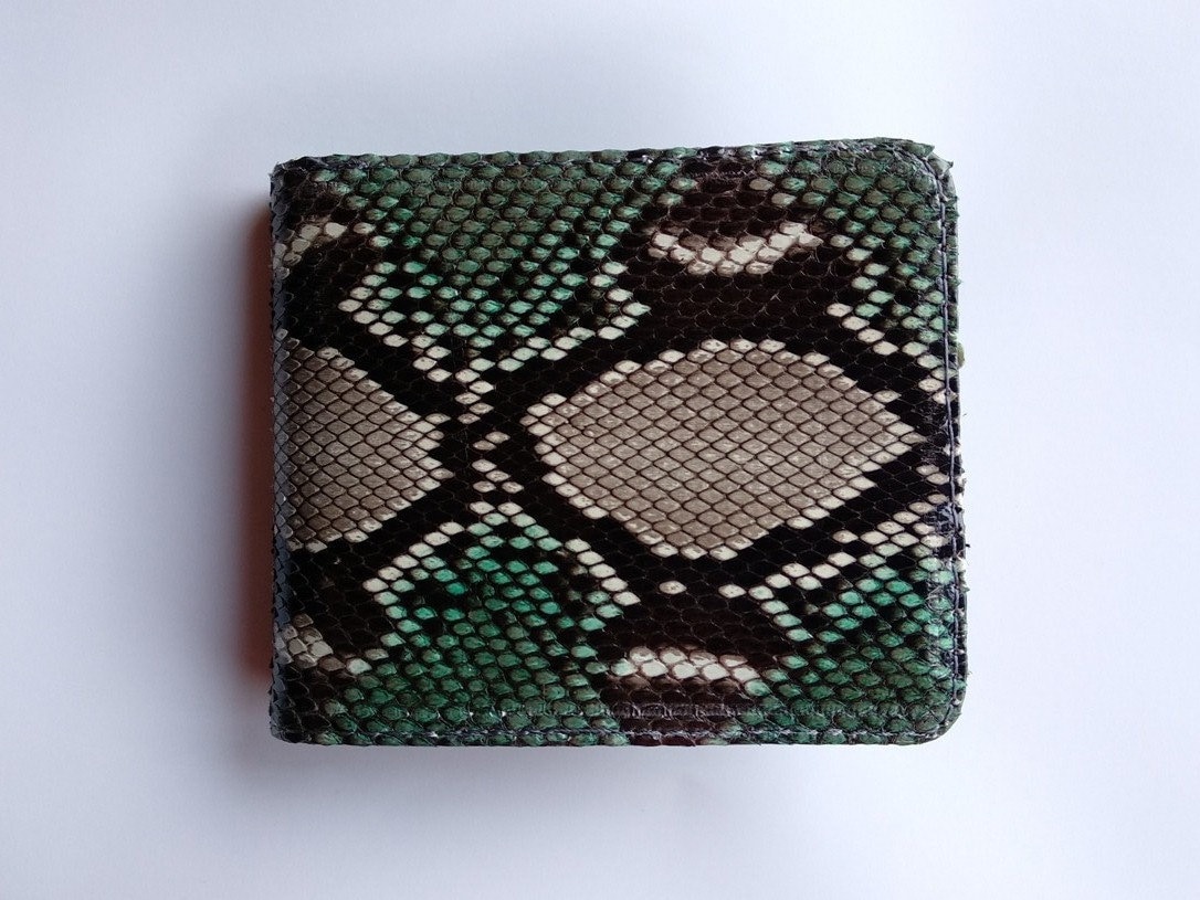 Genuine Real Python Snake Skin Leather Bifold Wallet