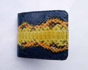 Genuine Python Snake Skin Multicolor Bifold Wallet