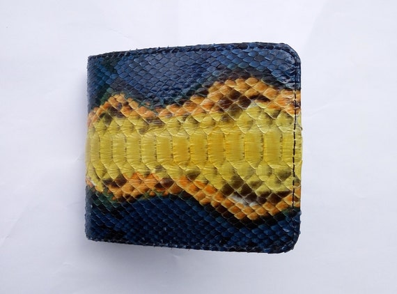 Genuine Python Snake Skin Multicolor Bifold Wallet