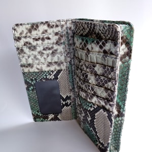 Genuine Real Python Snake Skin Leather Woman's/Men's Long Bifold Wallet Handmade