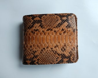 Genuine Real Python Snake Skin Leather Men's Bifold Wallet Handmade