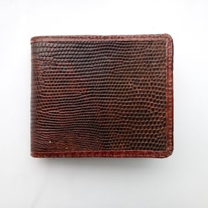 Carteira masculina de couro genuíno com combinação de pele de lagarto e cobra
