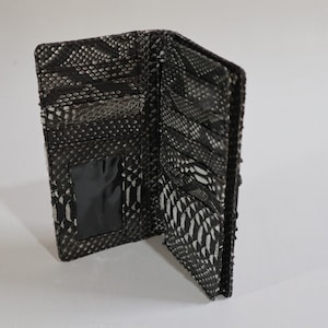 Cartera plegable larga para hombre o mujer hecha a mano de piel de serpiente pitón auténtica