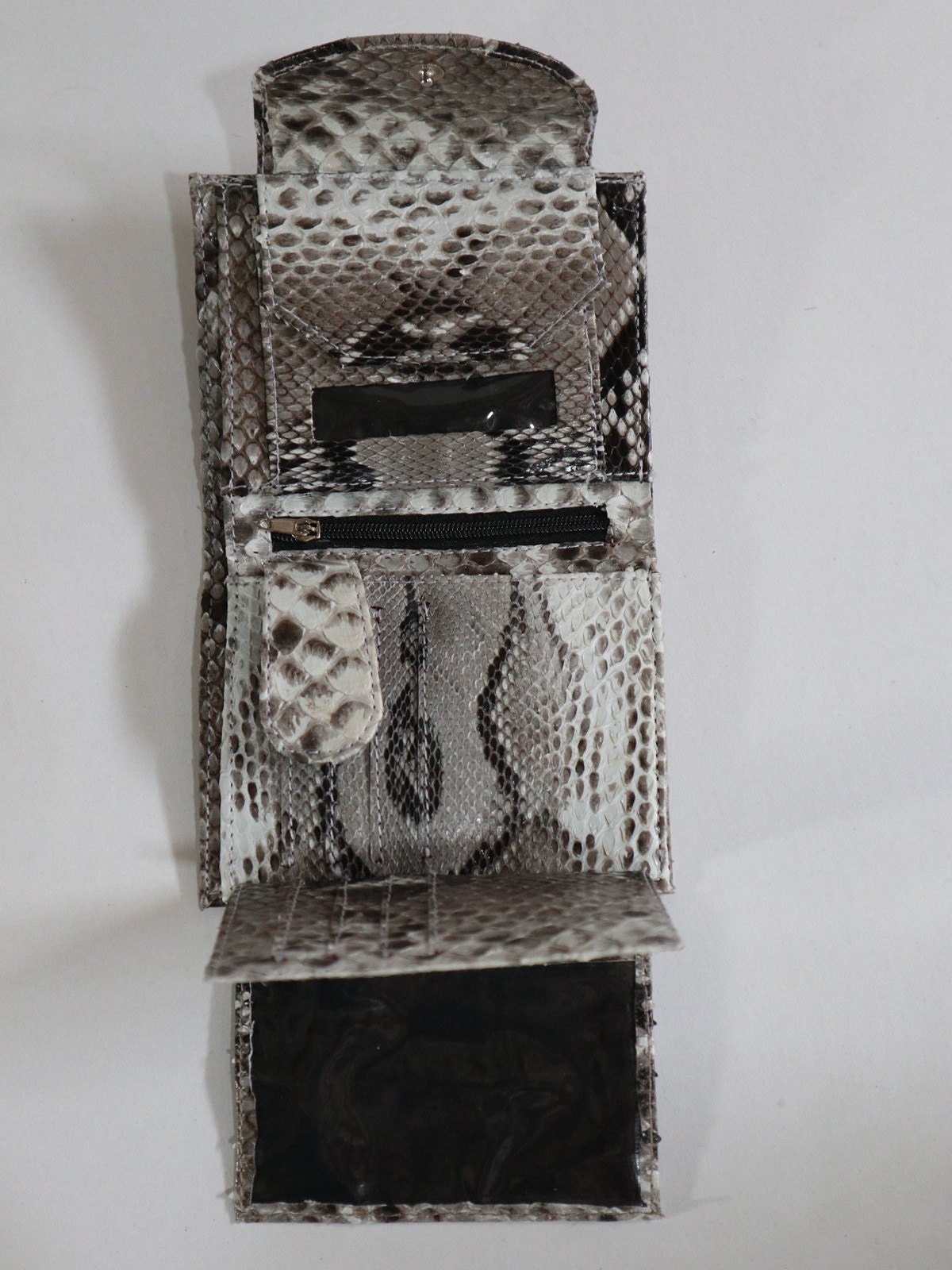 Genuine Real Python Snake Skin Leather Men's Card Wallet Snap Button ...