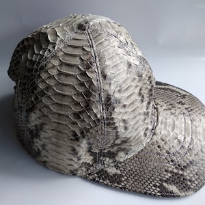 Berretto da baseball in vera pelle di pitone regolabile con 4 varianti, marrone naturale, rosso e nero, berretto da baseball fatto a mano, qualità premium