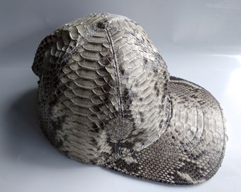 Baseball cap Genuine Python Snakeskin Adjustable With 4 Varian Natural Brown  Red and Black Baseball Cap Handmade Premium Quality