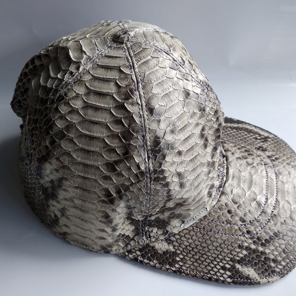 Casquette de baseball en python véritable, peau de serpent, réglable avec 4 variantes, casquette de baseball marron naturel, rouge et noire faite à la main de qualité supérieure