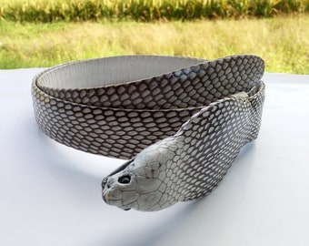 Genuine Real Cobra Snake Skin Leather and Head Belt Handmade